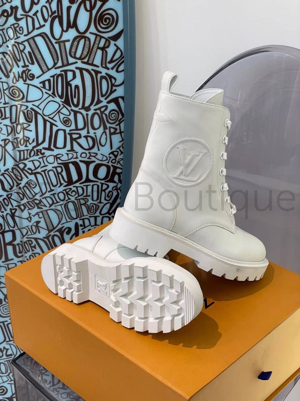 Белые ботинки Louis Vuitton (Луи Виттон) премиум класса