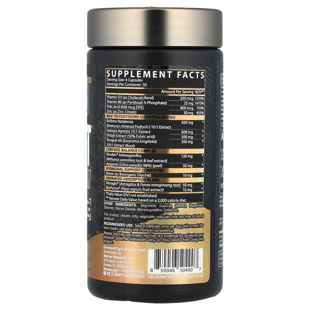 Nutrex Research, Alpha-T Magnum, 120 капсул