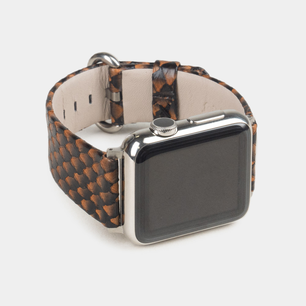 Ремешок для Apple Watch 40/41/42 mm из кожи лосося, цвета черно-оранжевый градиент
