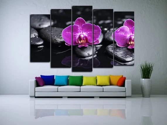 Модульная картина "Орхидея на камнях"