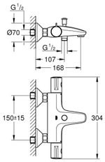Смеситель термостатический GROHE Grohtherm 800, для ванны и души, матовый черный (1022032430)