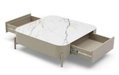 Журнальный столик с выдвижными ящиками Nomu, 90х90 см, керамика