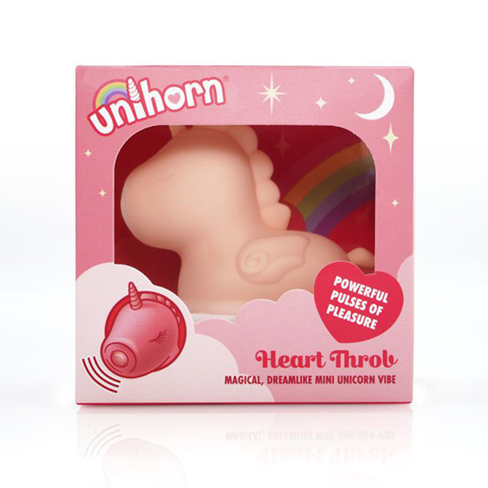 Персиковый клиторальный стимулятор 11см с режимом пульсации Unihorn Heart Throb UNIHT