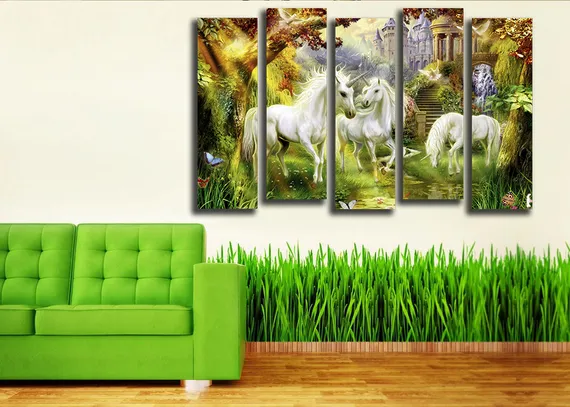 Модульная картина "Сказочные единороги"