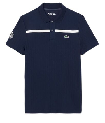 Мужское теннисное поло Lacoste Ultra Dry Badge Accent Tennis Heritage - navy blue/white