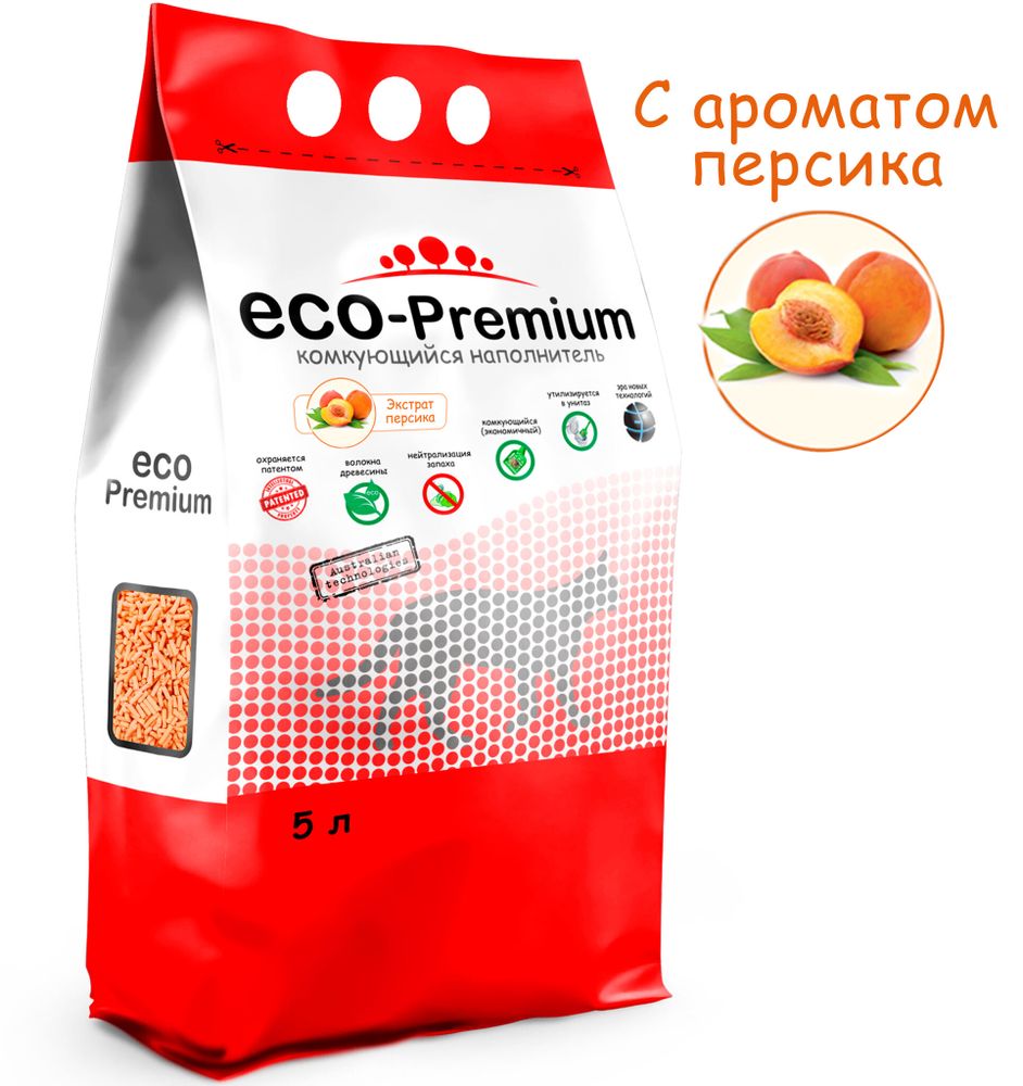 ECO Premium Персик наполнитель древесный персик 1,9 кг 5 л