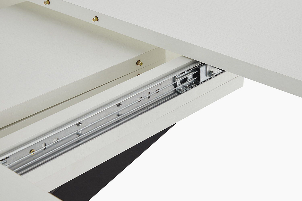 Стол кухонный обеденный круглый раздвижной Белый/Чёрный Муар, Мэдисон, 100,1х100х75 см