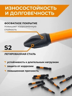 Набор бит торсионных IMPACT S2 PH PZ TORX x 50 мм 10 шт RAGE by VIRA
