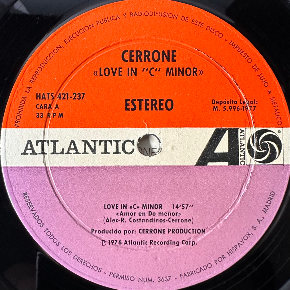 Cerrone ‎– Amor En Do Menor = Love In C Minor (Испания 1977г.)