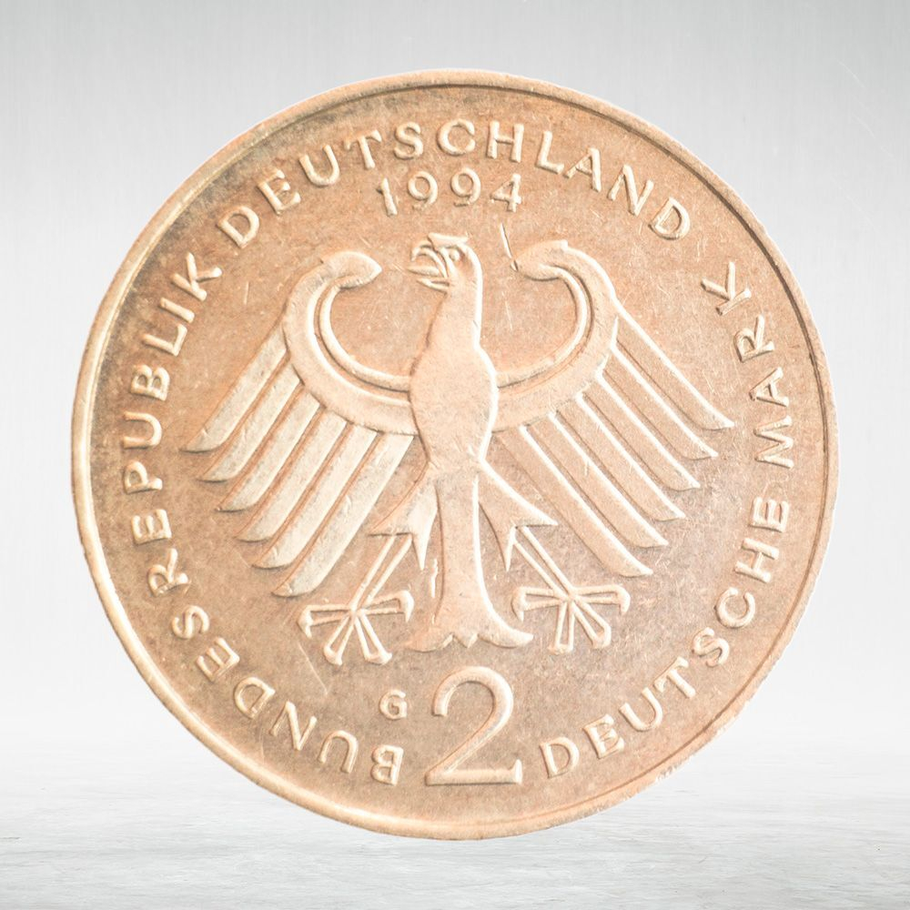 Germany, 2 Deutsche Mark - Franz Josef Strauss, 1994, (Karlsruhe Mint - "G"), VF