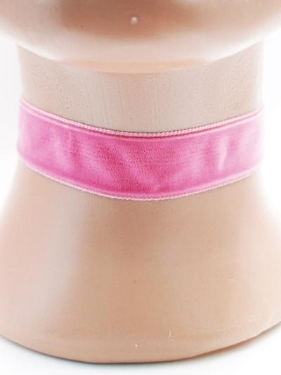 Розовый бархатный чокер без подвески 2 см.