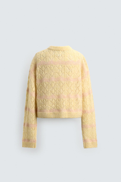 ZARA Х DISNEY АЖУРНЫЙ КАРДИГАН, ПАСТЕЛЬНО-ЖЕЛТЫЙ