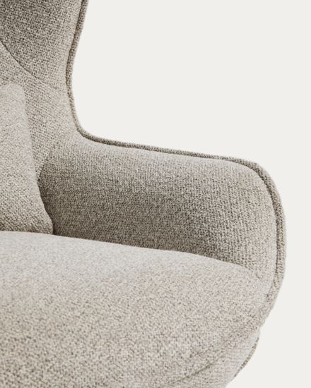 Поворотное кресло Sorile из бежевой синели и черной стали