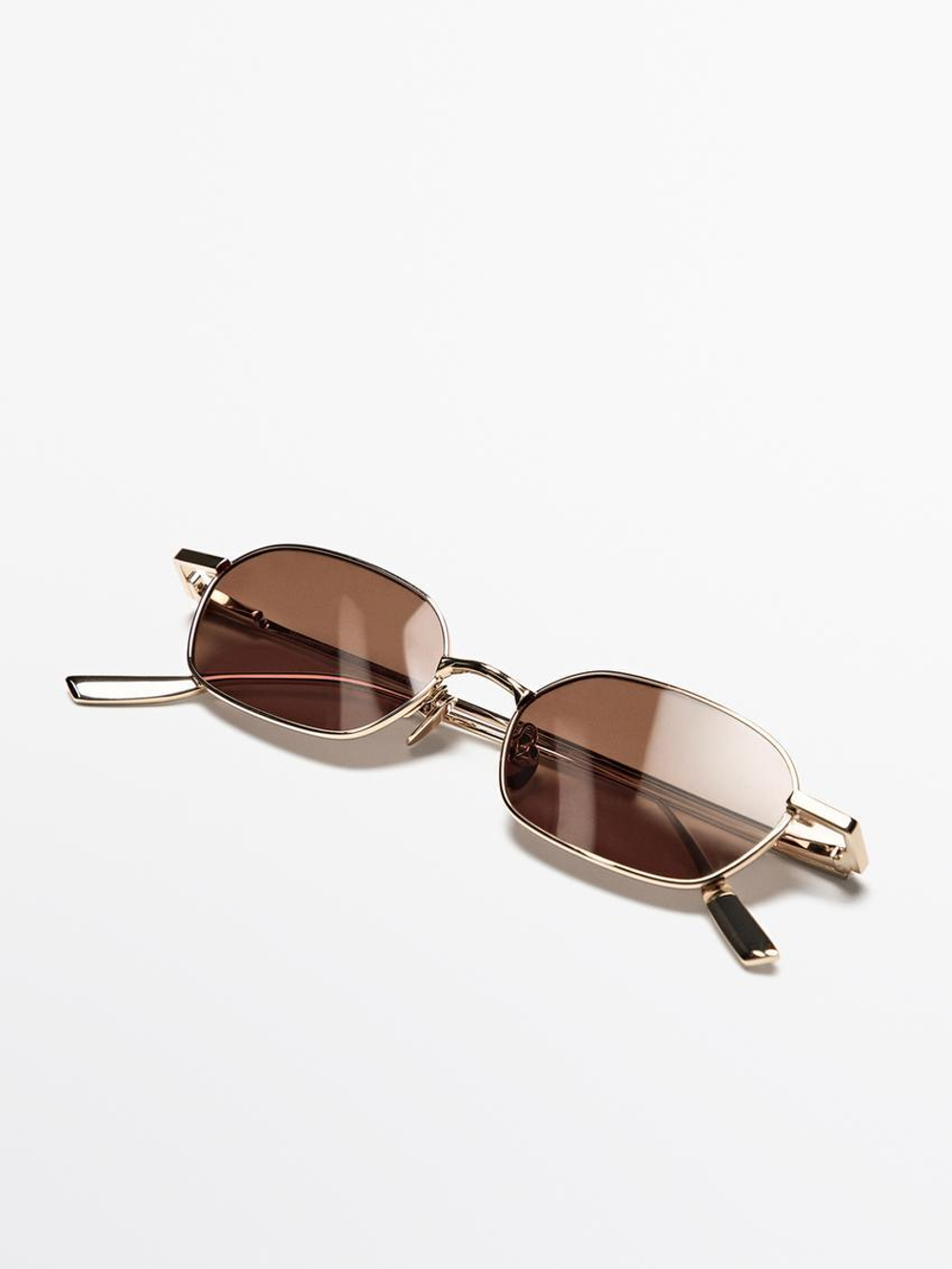 Massimo Dutti Солнцезащитные очки в металлической оправе, коричневый