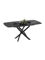 Стол кухонный Черный муар мрамор 134(173)х90х75 см