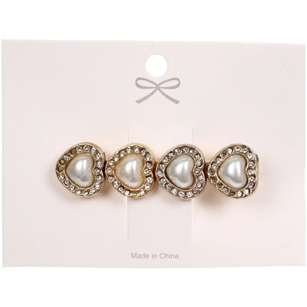 Зажим для волос 1шт на блистере «МАНГО», сердечки, цвет белый, 6*1.5см