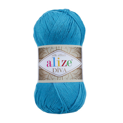 Пряжа Alize (Ализе) Diva / уп.5 мот. по 100 г, 350м, 245 голубая бирюза A