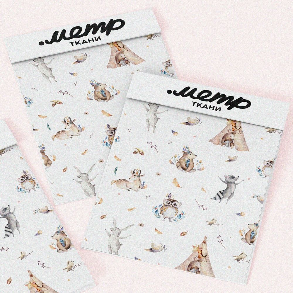 Ткань сатин вигвамы и еноты