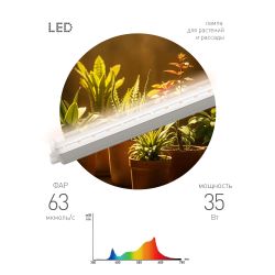 Светильник для растений фитолампа светодиодная линейная ЭРА GREEN LINE ФИТО-35W-PFR-GR полного спектра 35 Вт | Линейные фито светильники