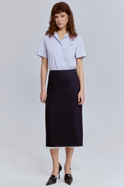 Юбка в полоску из шерсти с контрастной подкладкой