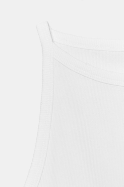 ZARA ТОП ХАЛТЕР В РУБЧИК С ЭФФЕКТОМ ПОТЕРТОСТИ, БЕЛЫЙ