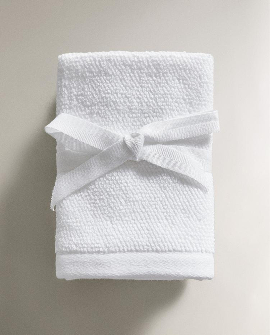 ZARA HOME НАБОР ХЛОПКОВЫХ ПОЛОТЕНЕЦ ДЛЯ РУК (3 ШТ.), БЕЛЫЙ