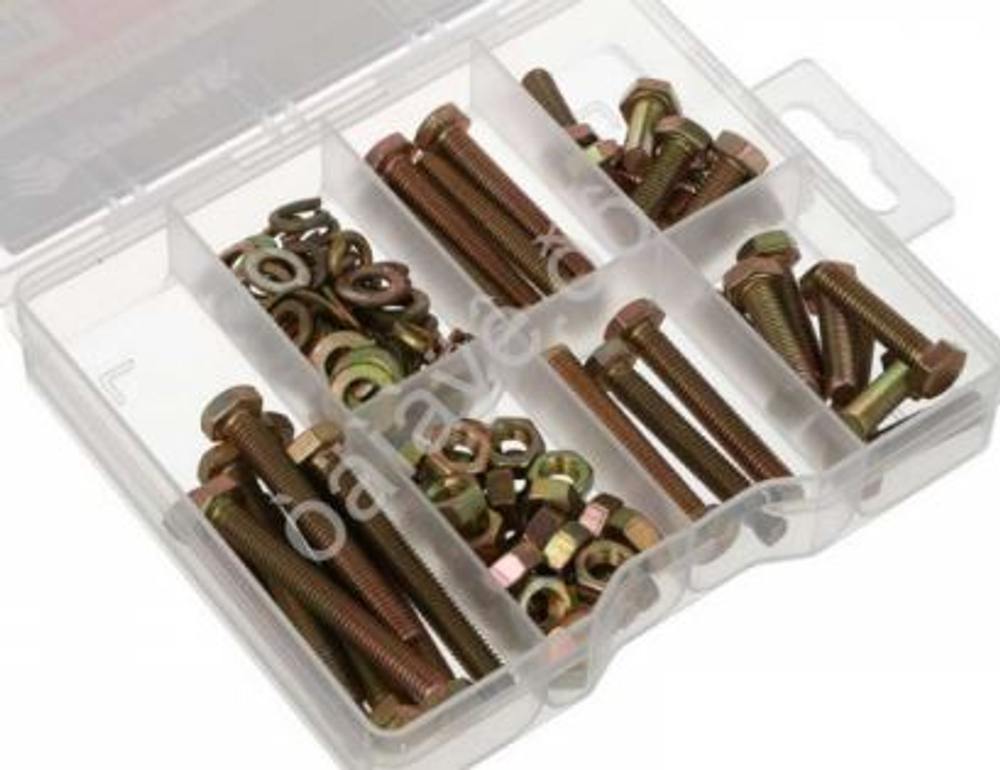 Набор пластик кейс  КРЕПЕЖНЫЙ (гайка,шайба,болт) 128шт ЕРМАК 624147