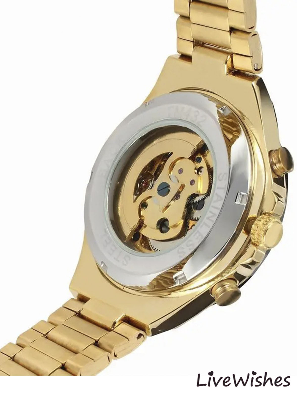 Часы наручные механические с автоподзаводом скелетоны FORSINING на металлическом браслете, золотистый W9010-01