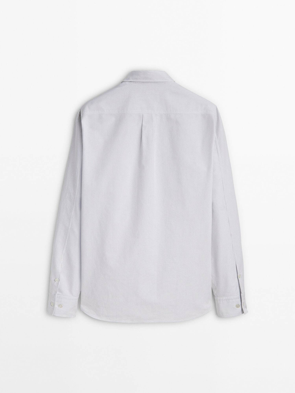 Massimo Dutti Хлопковая рубашка классического кроя в полоску, голубовато-серый