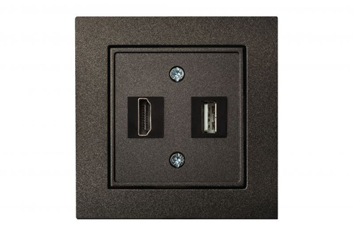 Розетка HDMI и USB для Передачи Данных Антрацит LIREGUS EPSILON