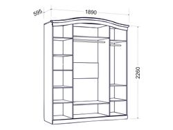 Шкаф четырехстворчатый "Гертруда" М1 (белая лиственница/ясень жемч.), ЛДСП/МДФ, Комфорт-S