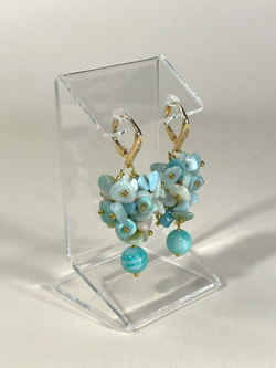 Серьги грозди из Амазонита и фианиты