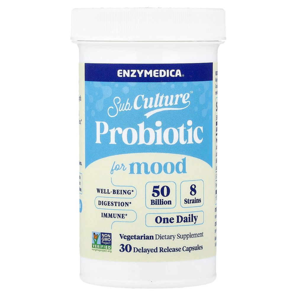 Enzymedica, SubCulture™, пробиотик для настроения, 30 капсул с отсроченным высвобождением