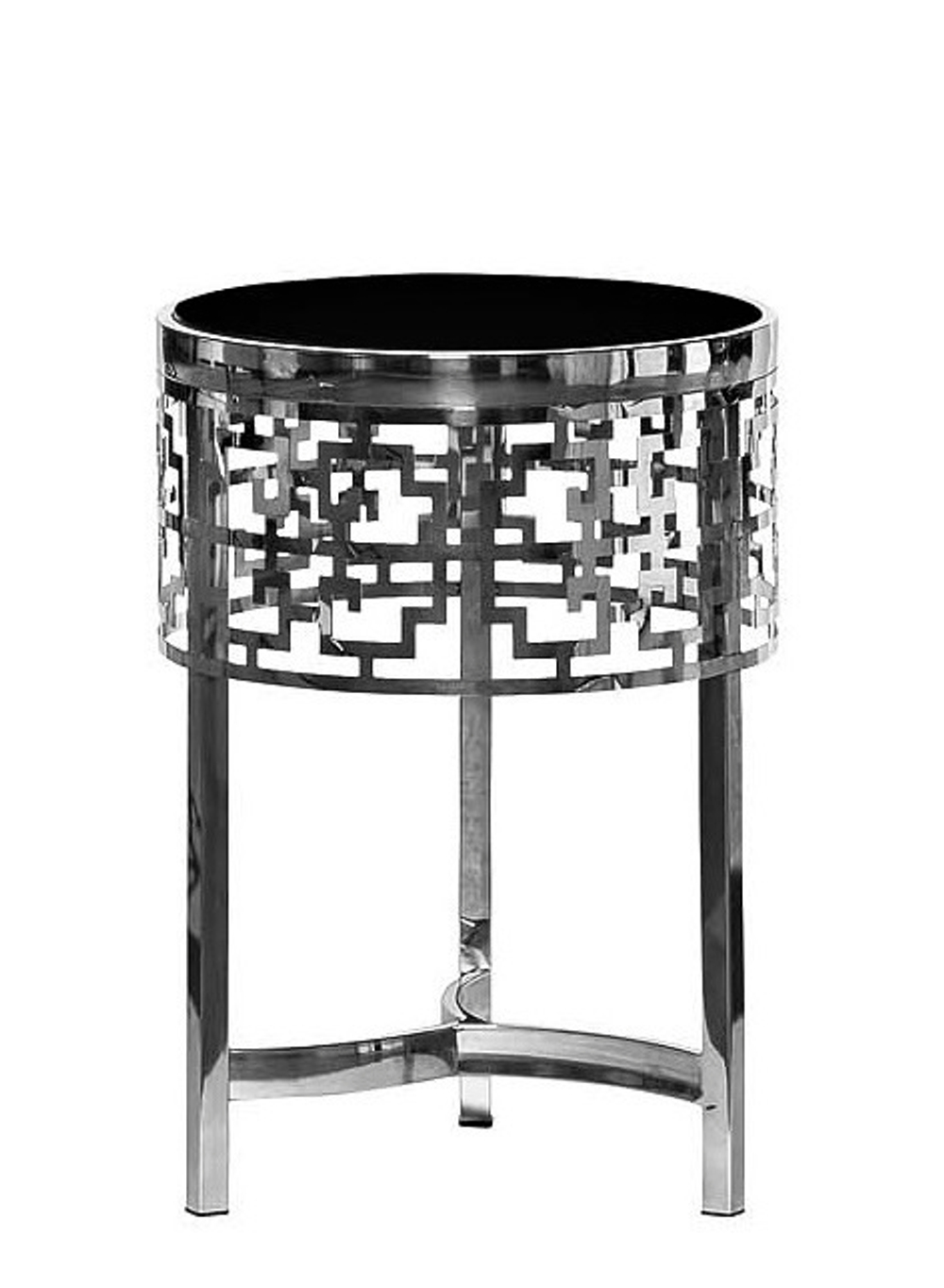 13RXFS5080M-SILVER Стол журнальный стекло черн./серебро d35*50см
