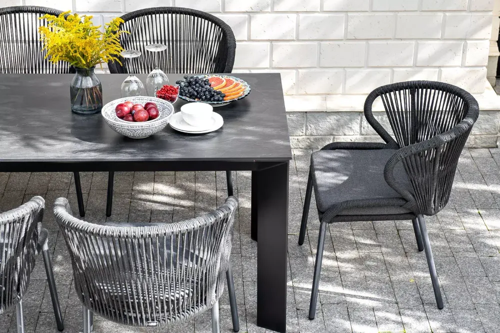 "Венето" обеденный стол из HPL 160х80см, цвет "серый гранит", каркас черный