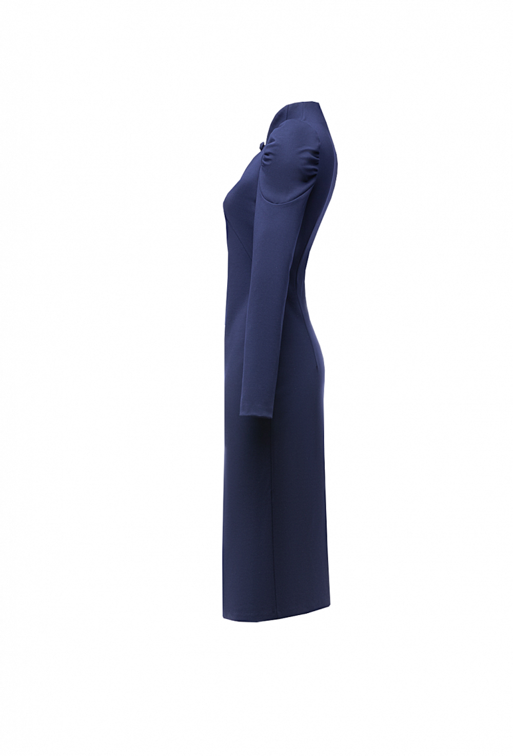Трикотажное облегающее платье на молнии синее 05-01-23 FW