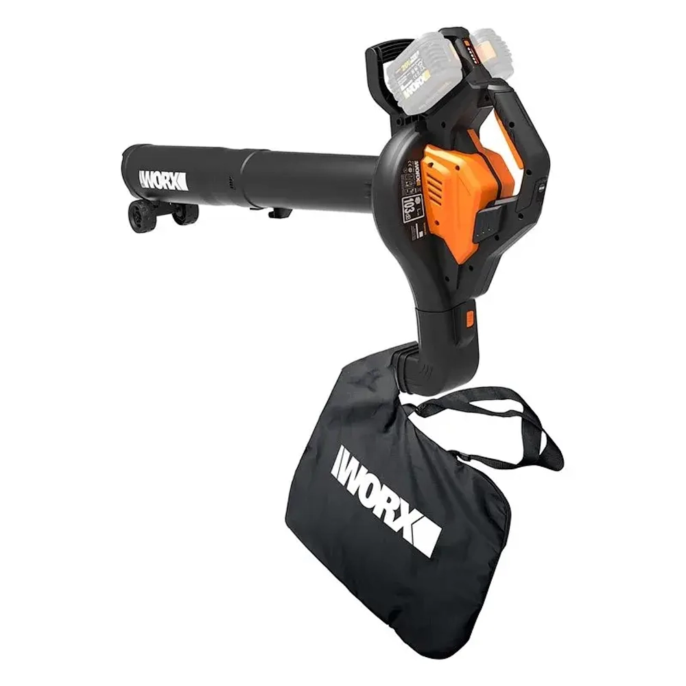 WORX WG583E 40В воздуходувка-пылесос аккумуляторная бесщеточная (2 x 4 Ач, ЗУ) 335 м/с