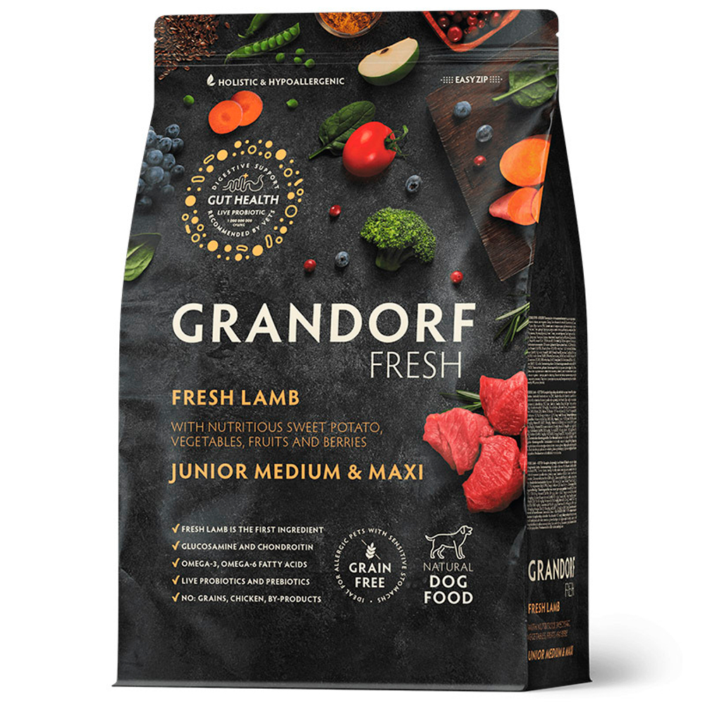 Сухой корм Grandorf Dog Junior 1 кг ягненок и батат для молодых средних и крупных собак