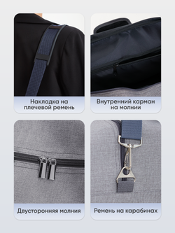 Сумка дорожная для ручной клади Pobedabags Премиум 36 х 30 х 27 серый