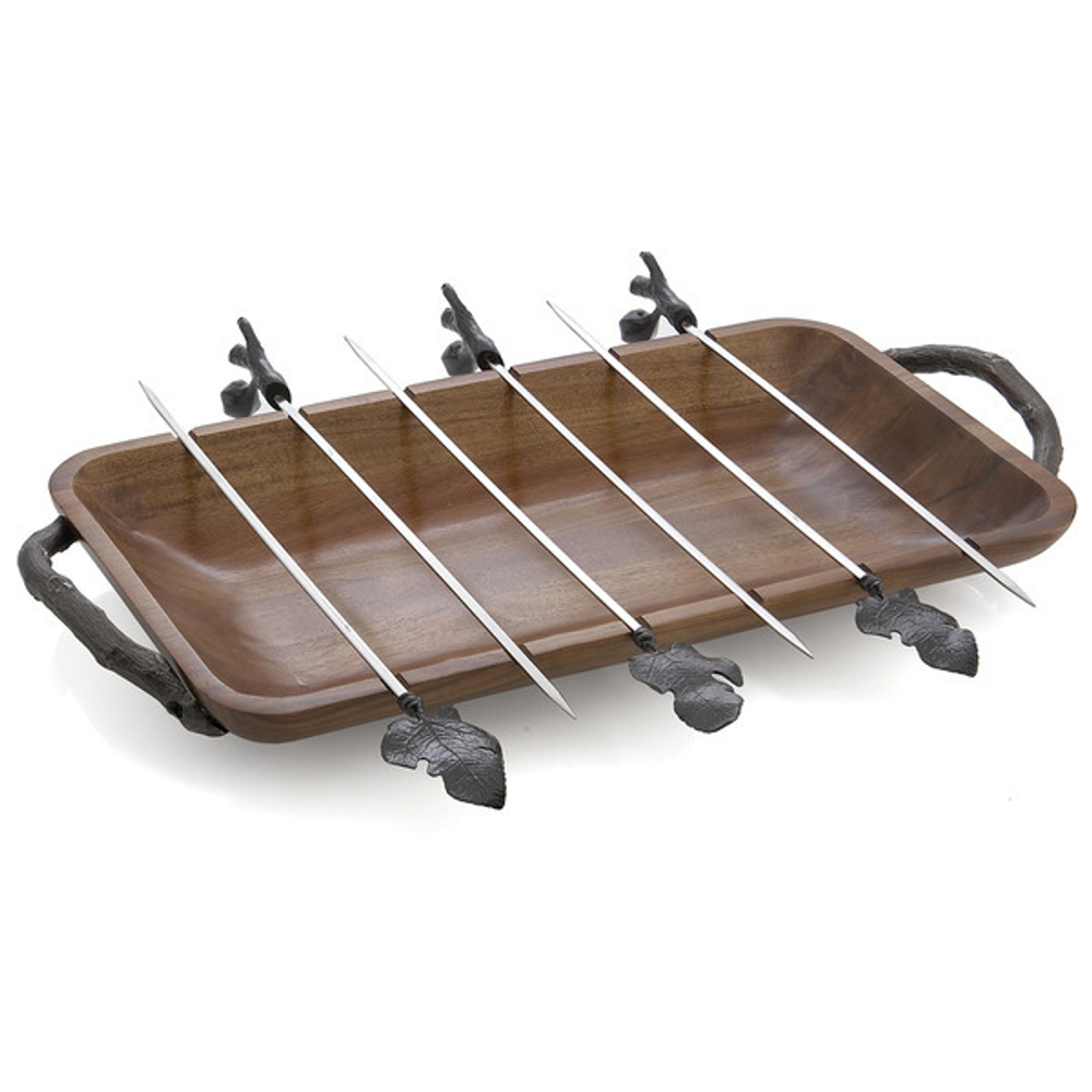 Блюдо прямоугольное глубокое со шпажками для гриля 55см Michael Aram Лист инжира