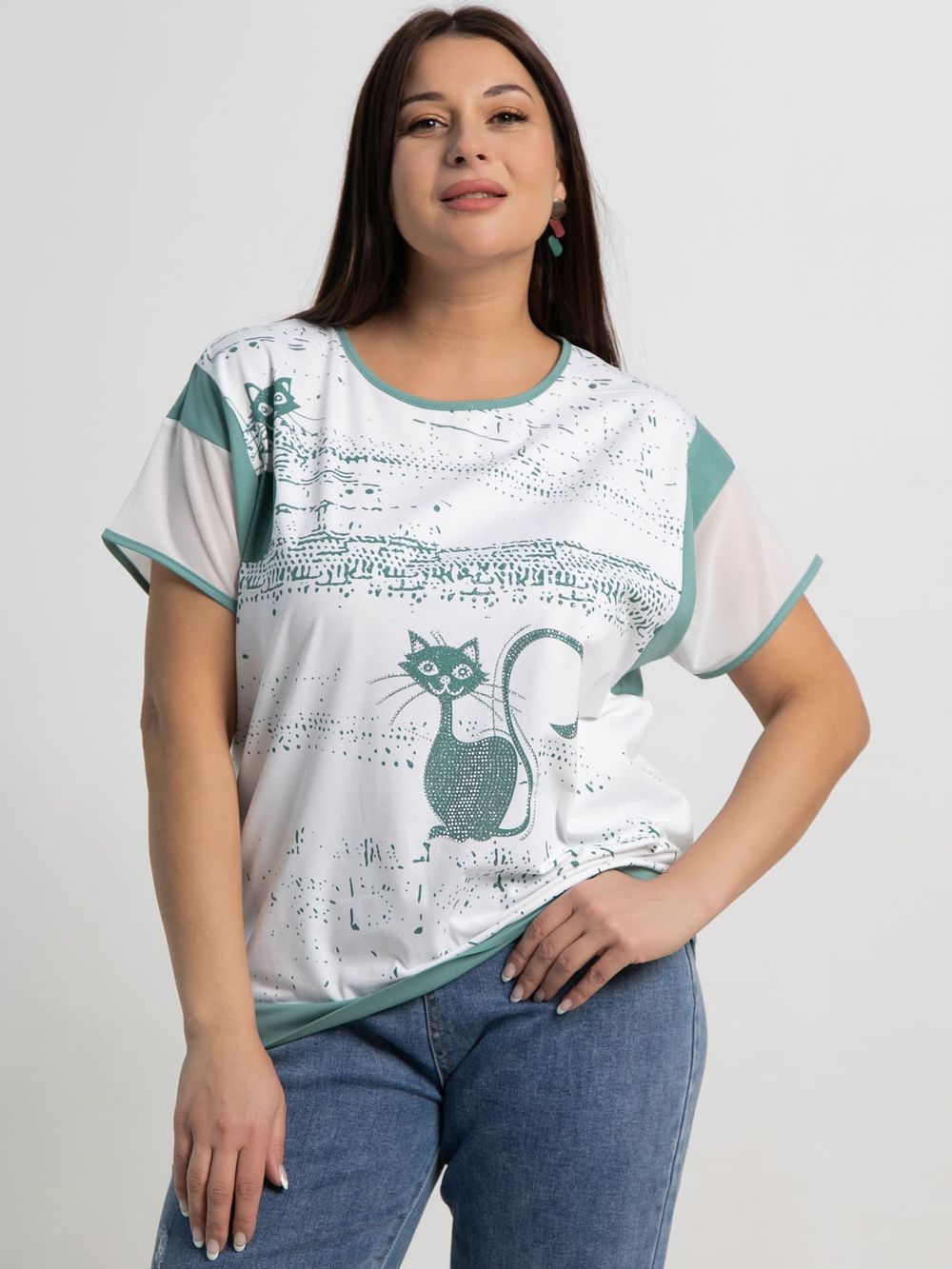 Блуза Алтея (белая/олива) Б15364-20М LT Collection