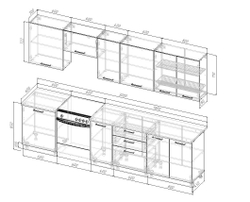 Кухонный гарнитур Антрацит (графит) 3000 мм столешница 38 мм