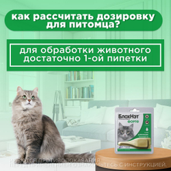 Капли для кошек до 5кг от блох, клещей, вшей, власоедов, а так же для лечения ушной чесотки и предотвращения нападения комаров БлохНэт Форте (Астрафарм), 1пипетка