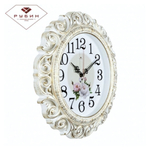 4126-003 Часы настенные круг ажурный d=40,5см, корпус белый с золотом "Нежные пионы" "Рубин"