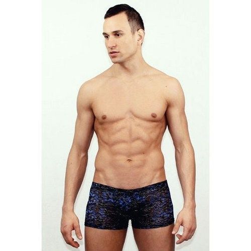 Мужские трусы боксеры черные в голубой цветок Romeo Rossi Black Flower Boxer RR00218