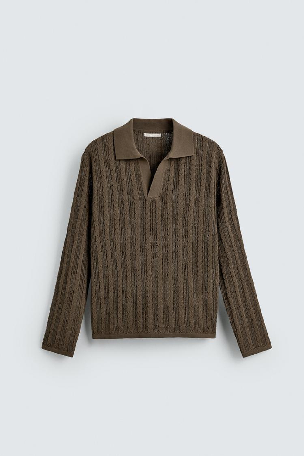 ZARA ПОЛО С УЗОРОМ «КОСЫ», РЫЖЕВАТО-КОРИЧНЕВЫЙ