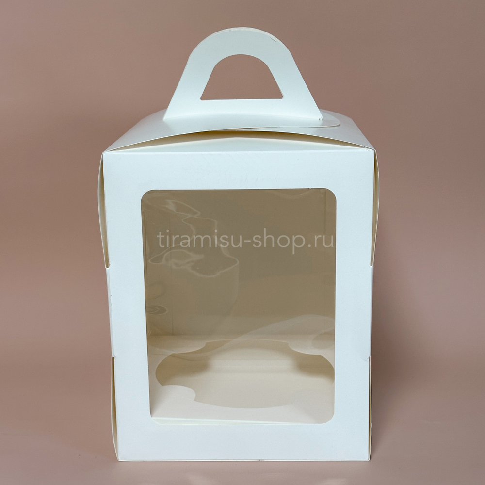 Коробка для кулича и торта 18,5 х 18,5 х 23 см, белая с ложементом