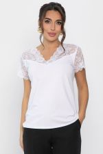 Блуза с кружевом Инь-Янь (белая) Б14256-18М LT Collection