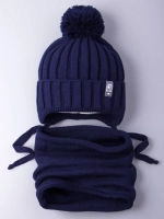 Шапка для мальчика осенняя вязаная и снуд