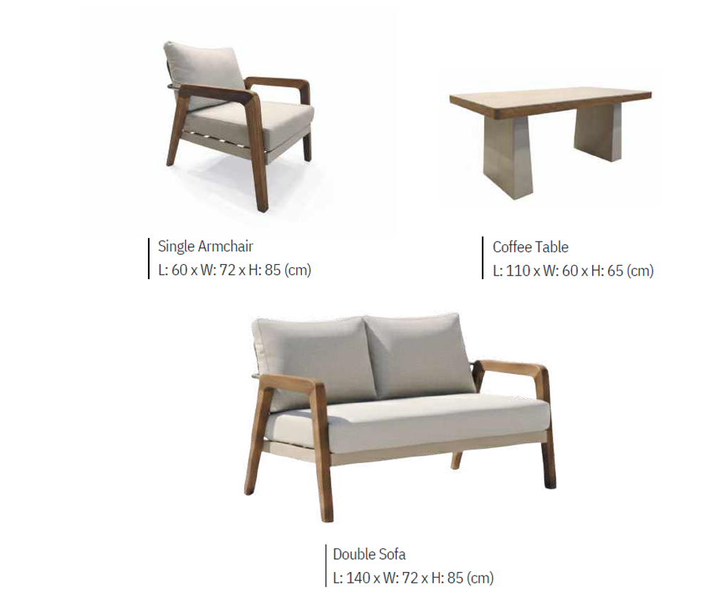 Комплект GOLD MINI Seating Set. Алюминий, роуп, ироко. Поставка 45 дней.